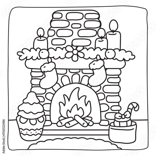 Bold and Easy Cozy Winter Coloring Pages, Cute Christmas Bold and Easy Coloring Pages, Line Art, Vectors Illustration, Black and White, 8.5x8.5" inches Design, Christmas Coloring Pages, victor art, 