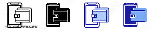 Mobile Wallet  Icon Set Multiple Style Collection
