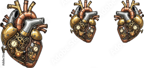 Steampunk heart illustration with intricate mechanical details