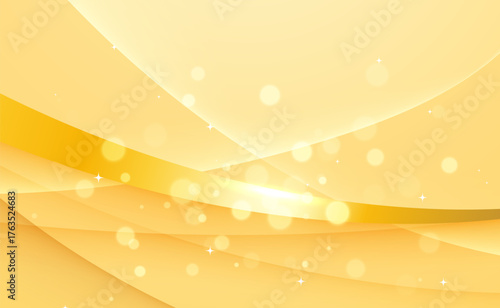Abstract gold background with bright glowing waves and warm light design