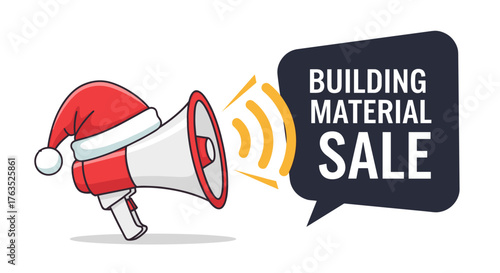 Christmas sale promotion with santa hat megaphone and holiday theme announcement
