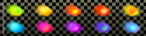 Gradient blob aura mesh colorful set. Blur aura shape neon bright color. Fluid blob sphere.