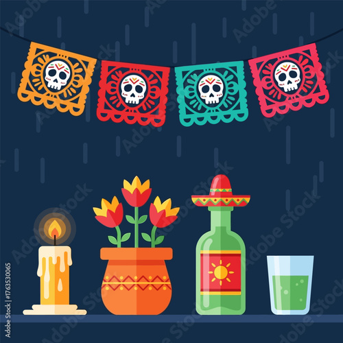 Dia de muertos elements design, vector illustration