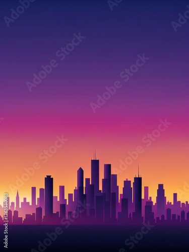 Minimalist Cityscape at Sunset