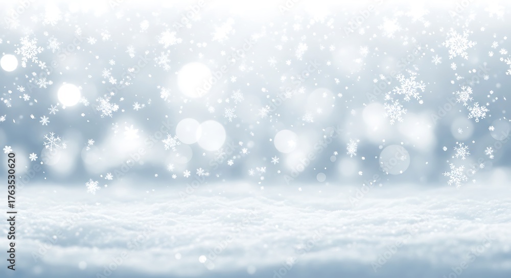Fototapeta premium Winter background with snow and snowflakes isolated on white background
