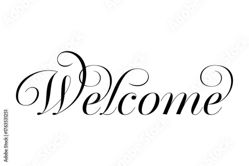 Welcome - 手書き風の筆記体で書いた、Welcome（ようこそ）の文字（カリグラフィー）
