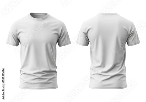 Front back view of a plain white tshirt isolated on transparent background