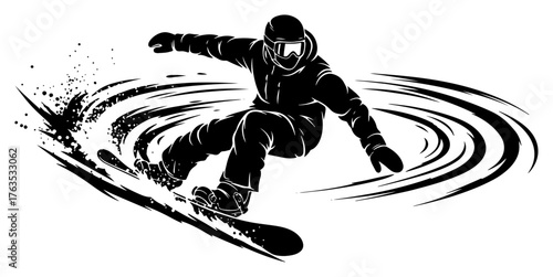 Snowboarder silhouette vector logo. Extreme winter sport and snowboarding action illustration