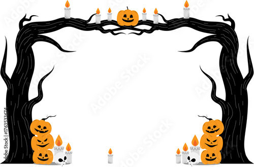 Spooky halloween frame border illustration