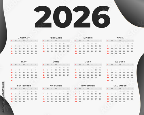 Modern 2026 calendar design with orange accents and clean layout for planning and organization