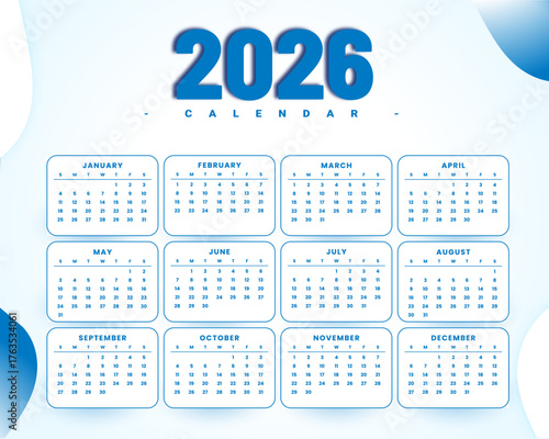 Modern 2026 calendar design with orange accents and clean layout for planning and organization