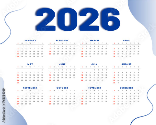 Modern 2026 calendar design with orange accents and clean layout for planning and organization