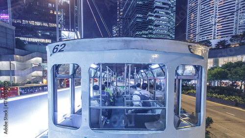Photography View from double-decker tram on street of HK timelapse hyperlapse