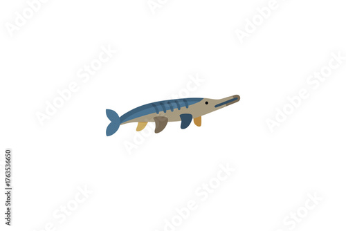 Stylized illustration of a long snouted fish showing a simple aquatic creature