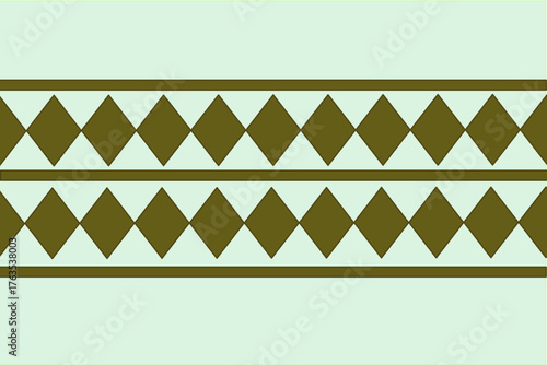 Repeating olive diamond shapes with horizontal lines.