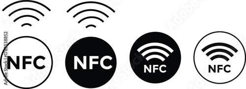NFC icon. wireless data transfer nfc technology sign. Contactless payment. Cashless card payment