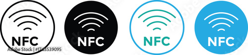NFC icon. wireless data transfer nfc technology sign. Contactless payment. Cashless card payment
