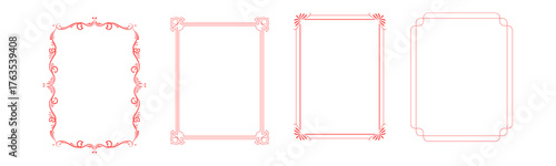 Collection of four decorative frames, each with a unique and elegant design, perfect for adding a touch of sophistication to any project, vector