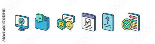3D communication icon set. Messaging, chat apps, interaction icons collection.