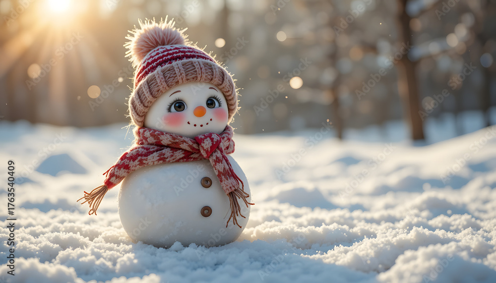 Obraz premium Snowman in winter snow