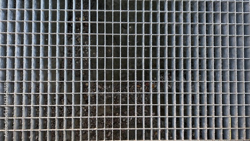 Metal grated floor, top view picture. 
