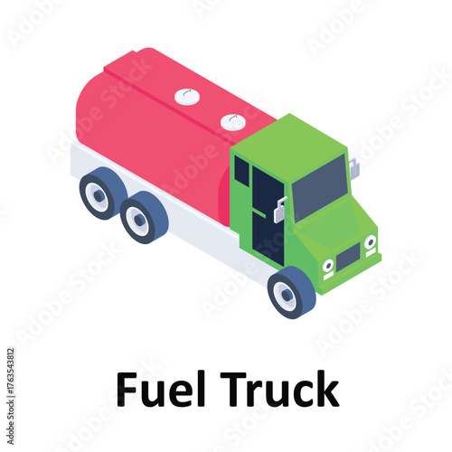 Fuel Truck Vector icon which can easily modify or edit