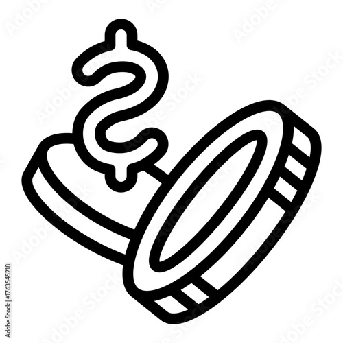 Casino chips line icon, gambling and staking concept. Vector graphics. Currency with coins, finance sign on white background, style icon mobile or web design.