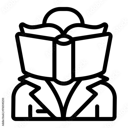 Knowledge textbook and man line icon, education concept. Vector graphics. Man suit and book, learning sign on white background, style icon mobile or web design.