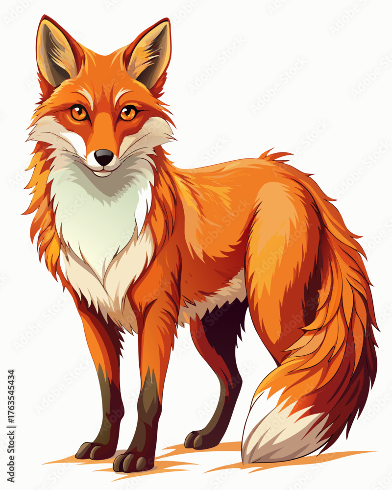 Fototapeta premium Fox ,full body , real print Style, white background 