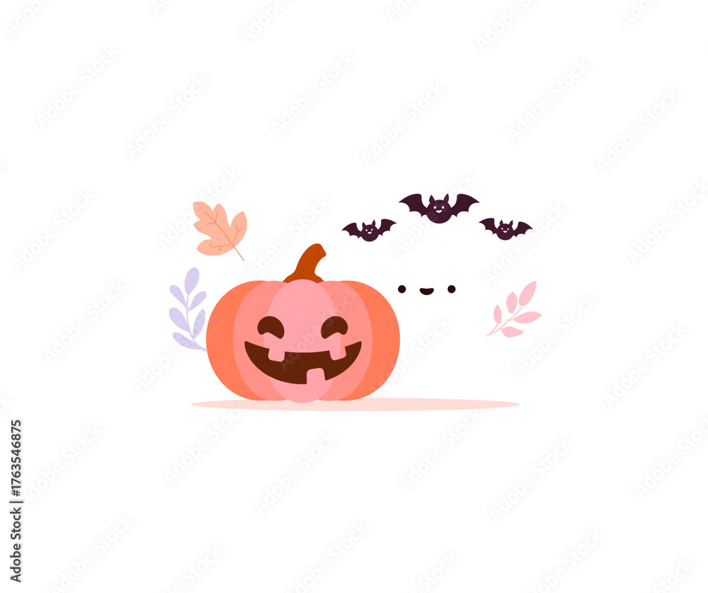 Obraz premium Set of cute Jack-o'-lantern vector icons with funny expressions