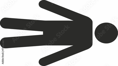 Abstract figure lying down silhouette, person representing rest, relaxation, or a moment of pause in a simplified, modern graphic style.