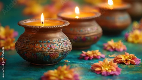 A close-up view of a group of candles on a table, providing warm and cozy light