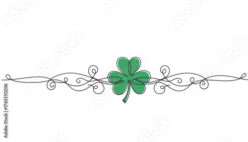 Elegant shamrock flourish with swirling decorative elements