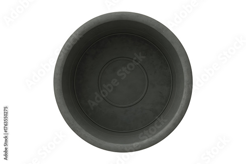Simple, round, gray bowl sits centered, displaying a smooth interior and clean, minimalist design.