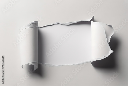 Torn paper reveals a blank space, suggesting a hidden message or new beginning.
