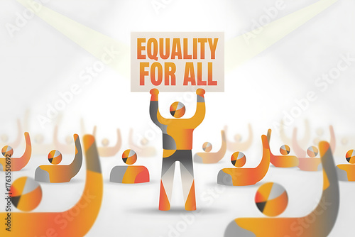 Hands hold a sign advocating for equality, amidst a crowd symbolizing unity and shared values.