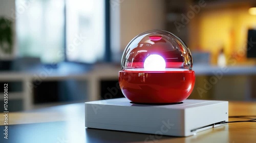 A single red candle sits atop a plain white box, providing a simple yet striking visual