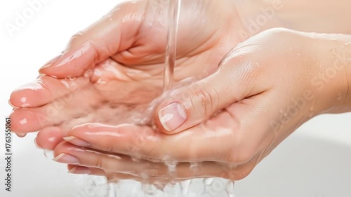 Water flowing into cupped hands