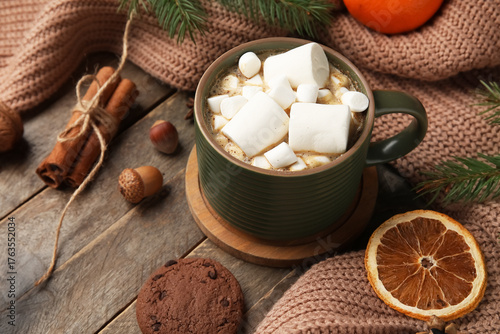 Cup of cocoa with treats, f...