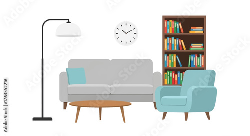 Modern Living Room Interior Design with Furniture and Decorative Elements