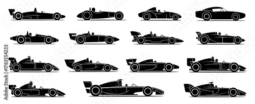 F1 SVG Set with Car Silhouettes and Logos