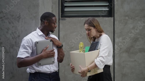 The unemployed person are stay together with friend for encouragement. Unemployment, Lay off, life 's crisis.