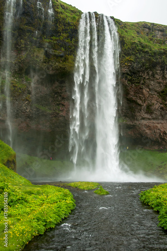 The imposing Seljalandsfoss waterfall in Iceland