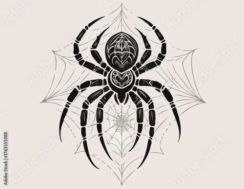 modern tribal tattoos of spider, tarantulas, abstract line art, and minimalist contour