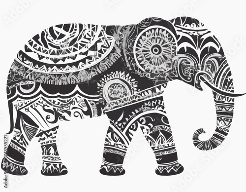 elephant animal silhouette in ethnic tribal tattoo,