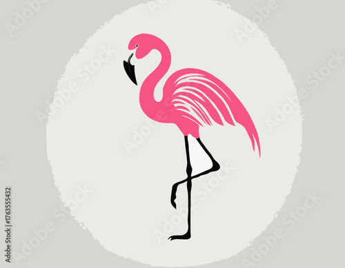 modern tribal tattoo flamingo, abstract line art of animals, minimalist contour. Vector