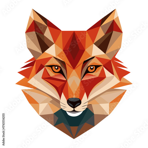 Fox Head Vector Illustration with Abstract Geometric Low Poly Design and Modern Gradient Colors for Logo and Mascot Design