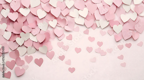 Pink paper hearts love background for romantic and Valentine’s Day design