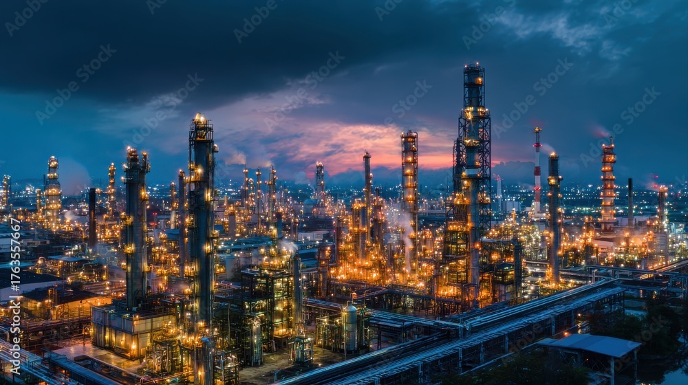Obraz premium Oil refineries and chemical plants in industrial areas