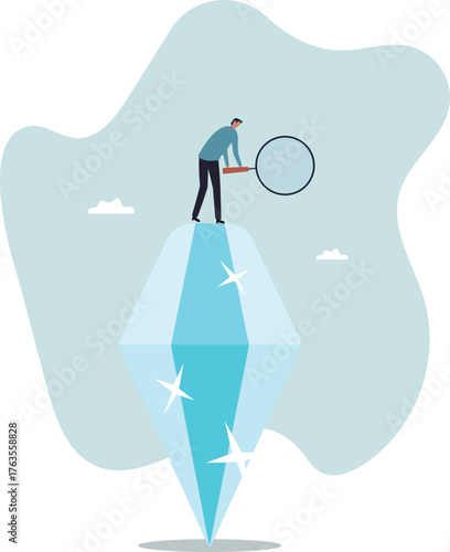Searching for rare gem, valuable diamond or business evaluation, find talent skillful employee, opportunity or precious investment .about a man and his life.